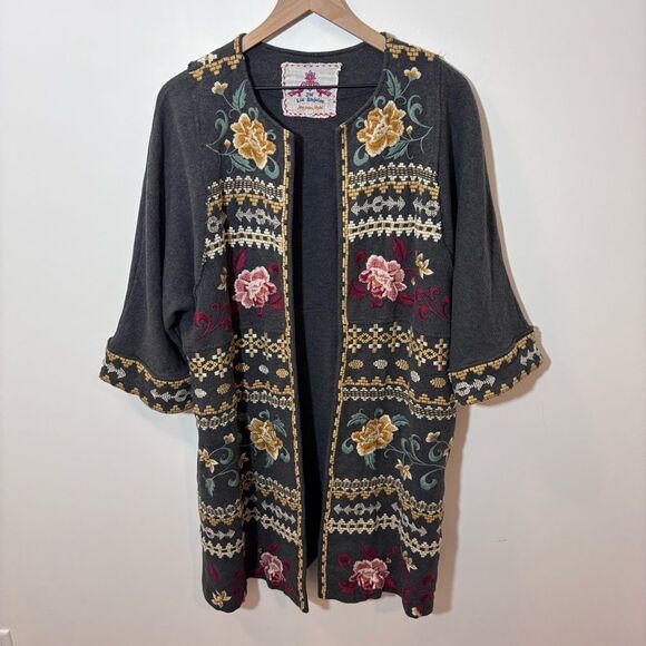 Johnny Was Los Angeles Floral Embroidered open front cardigan Size Medium JWLA - Picture 2 of 12